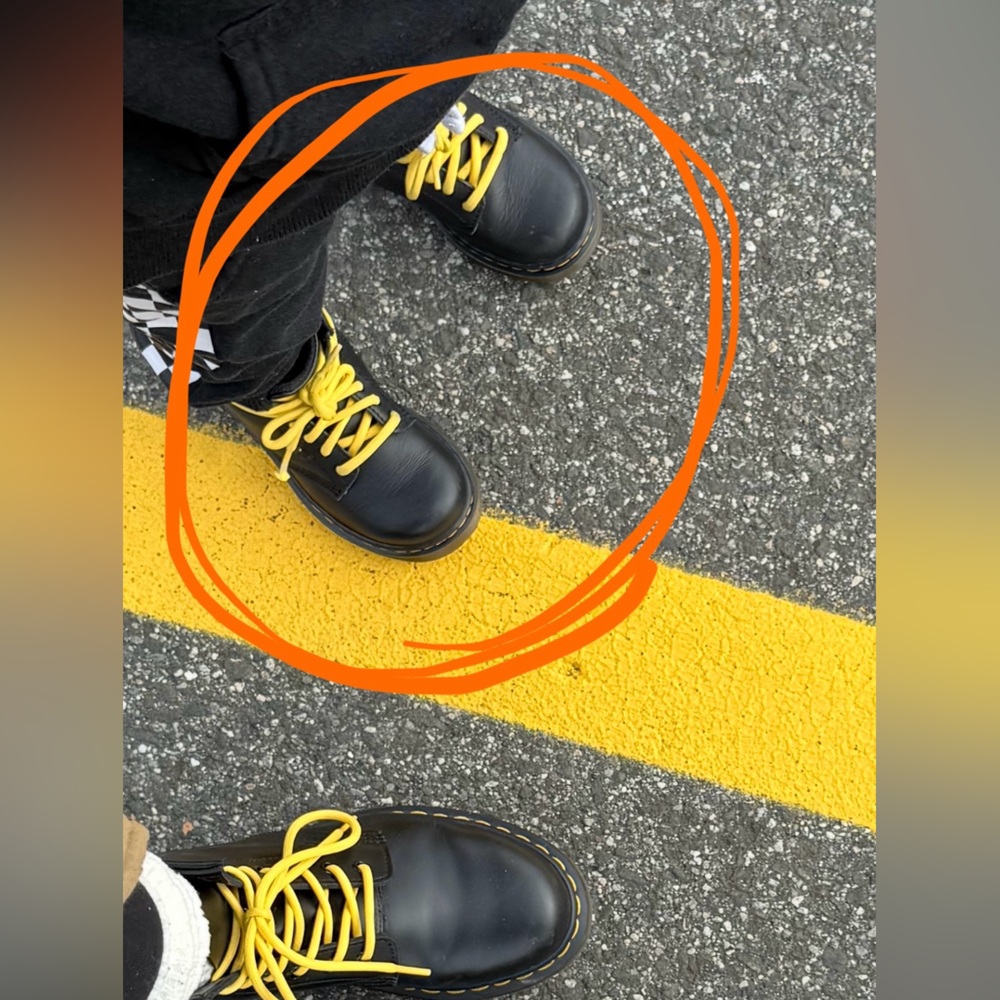 Dr. Martens Kids Boots Black with Yellow Laces